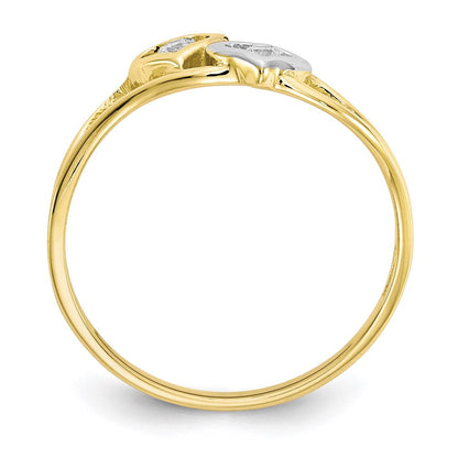 10k yellow gold rhodium double heart cz ring 10c1226