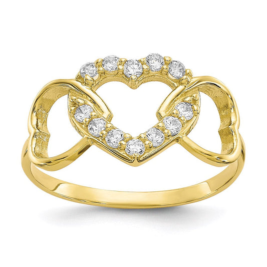 10k yellow gold cz heart ring 10c1231