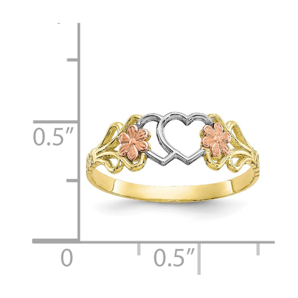 10k two tone gold w white rhodium double heart ring 10c1239