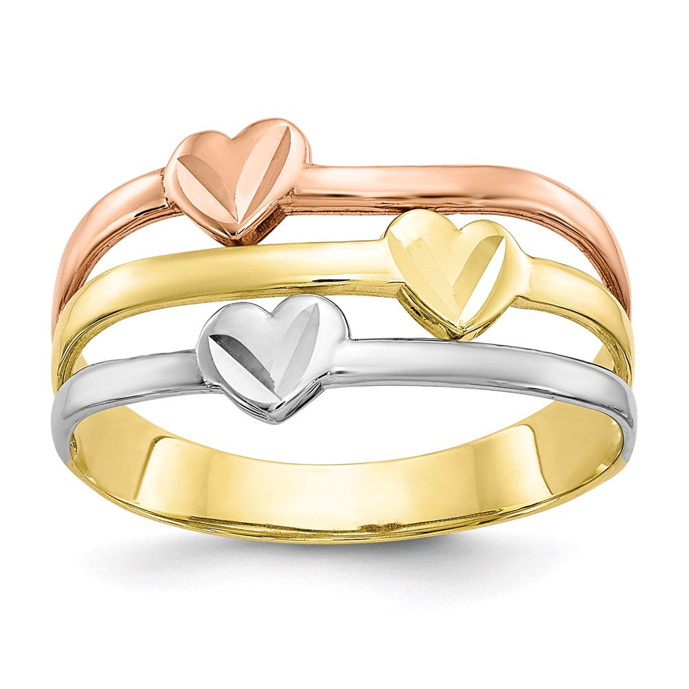 10k two tone gold w white rhodium polished heart ring 10c1240