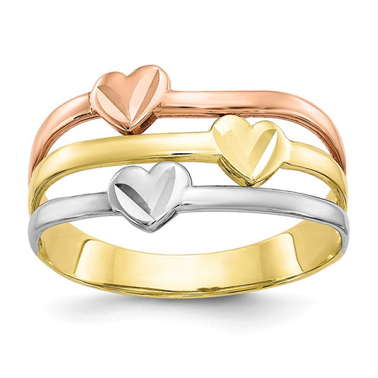 10k two tone gold w white rhodium polished heart ring 10c1240