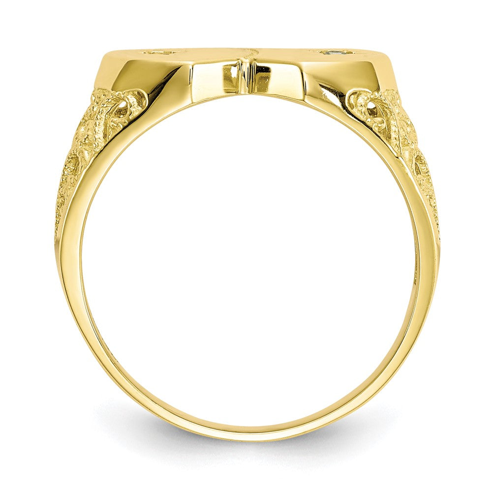 10k yellow gold double heart cz ring 10c1245