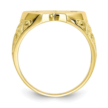 10k yellow gold double heart cz ring 10c1245