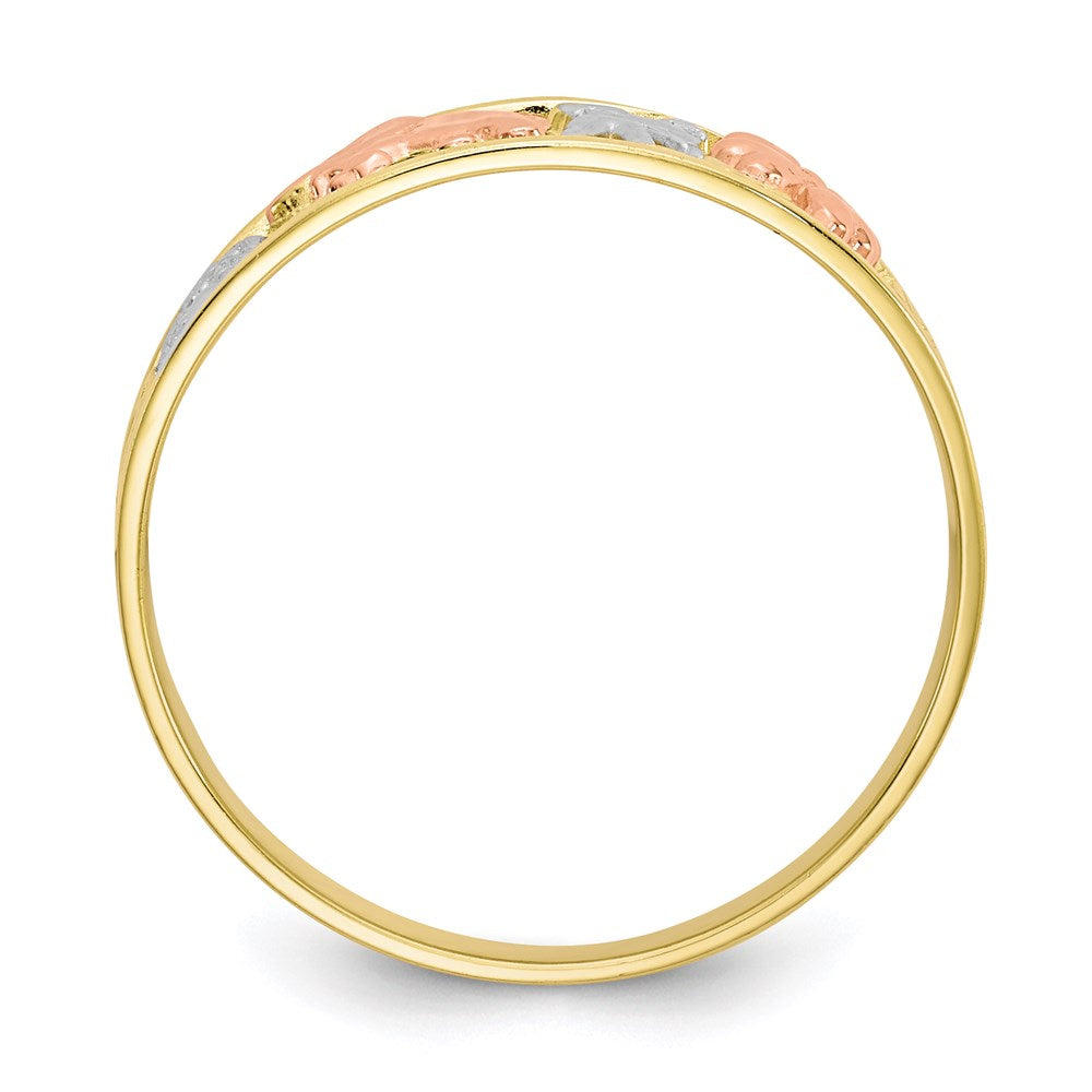10k two tone gold w white rhodium good luck ring 10c1255