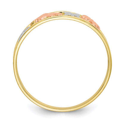 10k two tone gold w white rhodium good luck ring 10c1255
