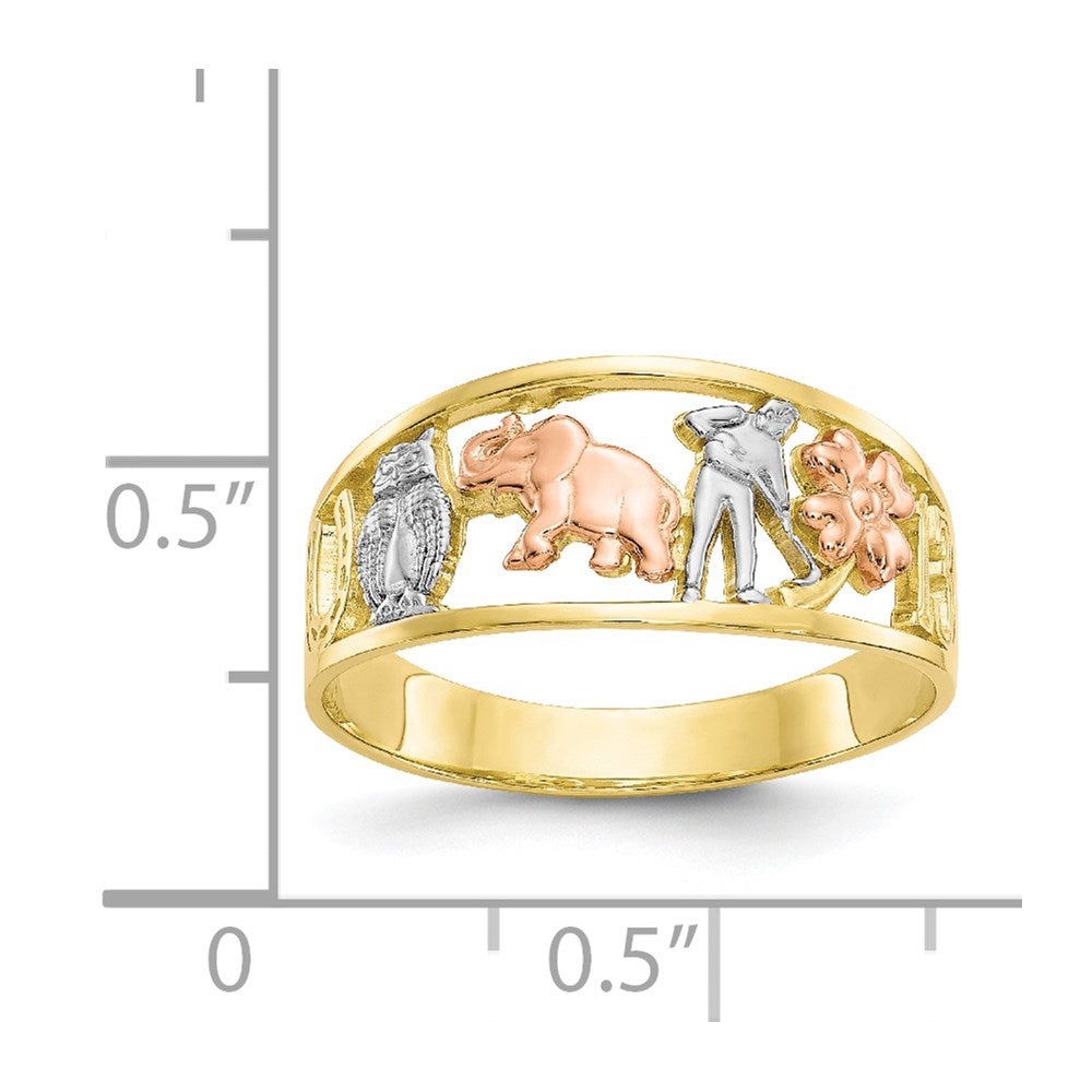 10k two tone gold w white rhodium good luck ring 10c1255