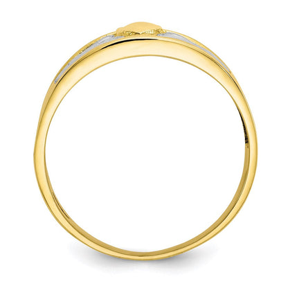 10k yellow gold rhodium mens claddagh ring 10c1269