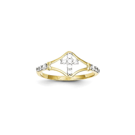 10k yellow gold cz cross ring 10c1286