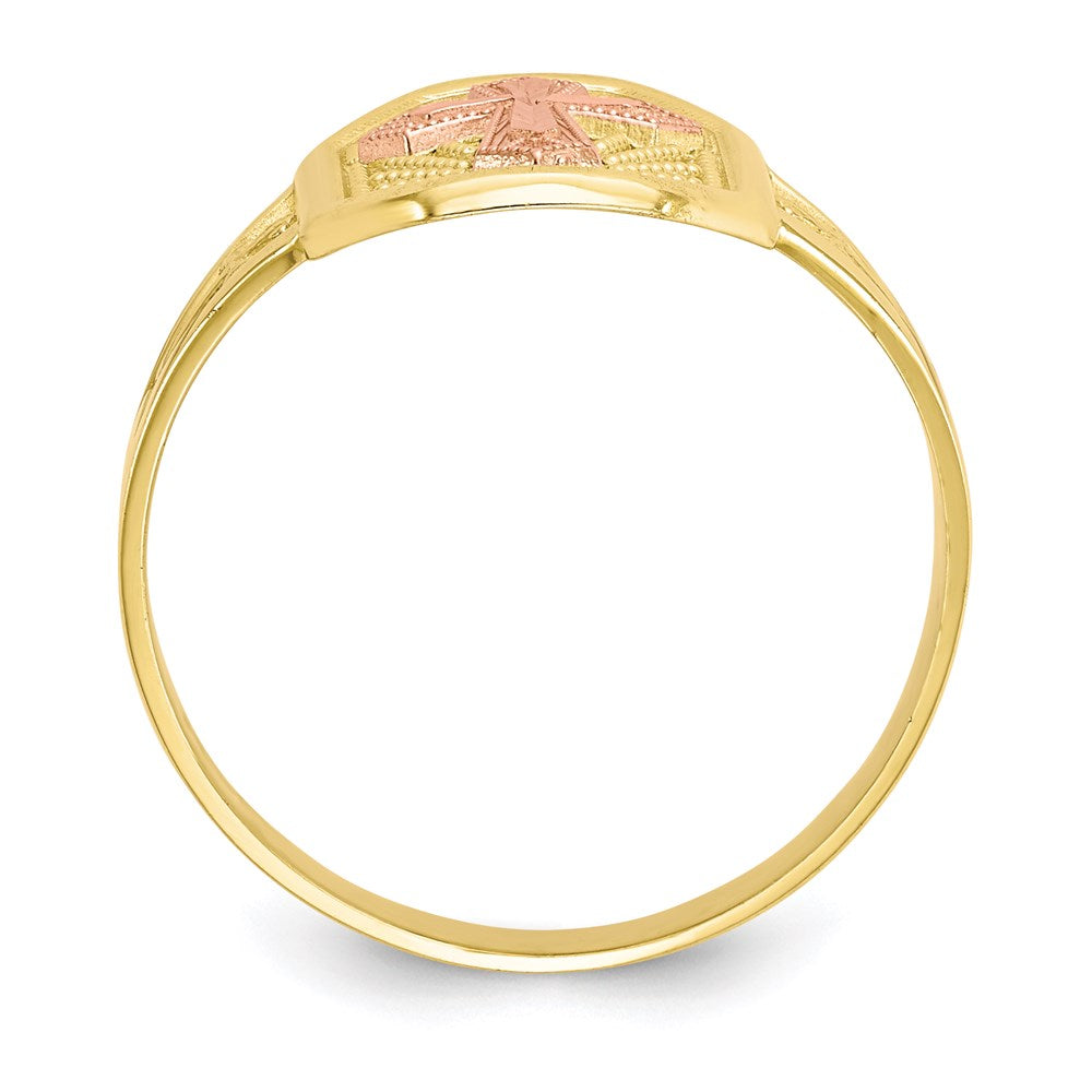 10k two tone gold filigree cross ring 10c1289