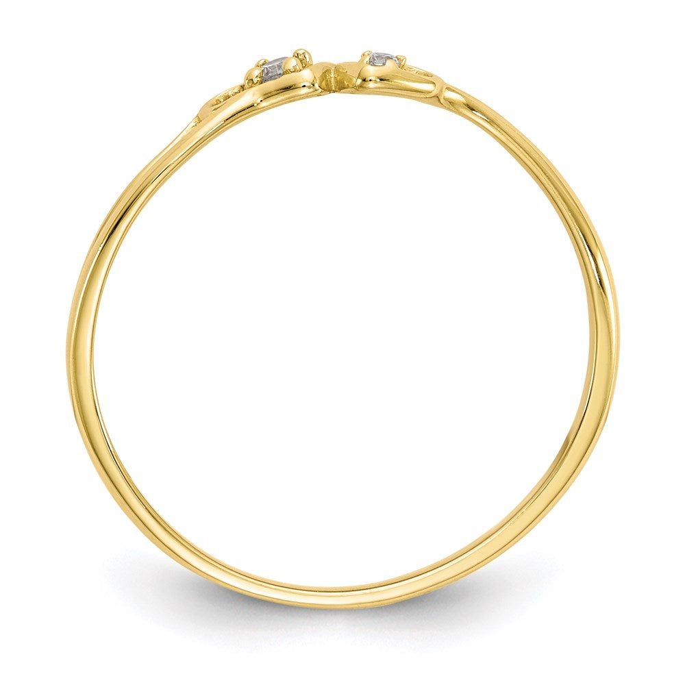 10k yellow gold cz double heart ring 10c1338