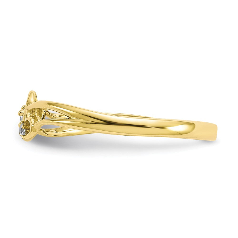 10k yellow gold cz double heart ring 10c1338