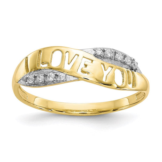 10k yellow gold cz i love you ring 10c1339