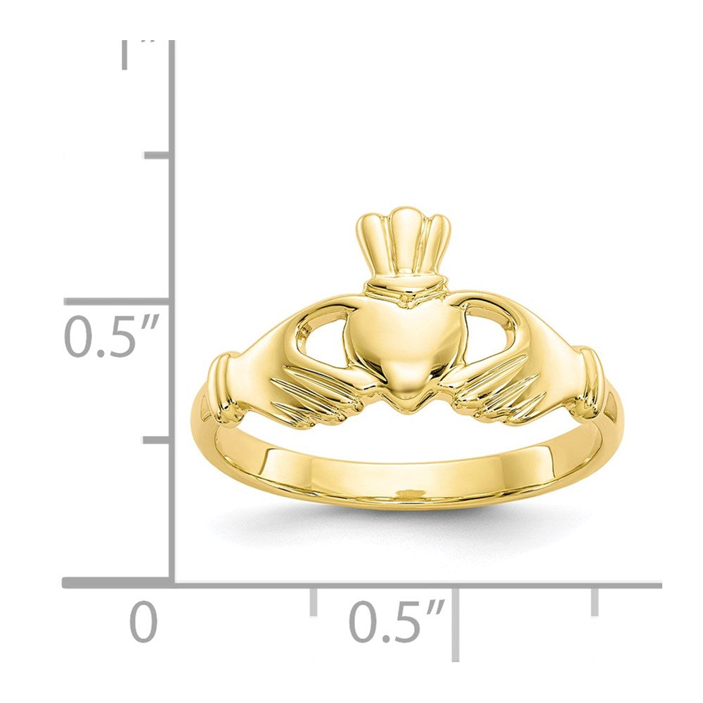 10k yellow gold polished claddagh ring 10c1346