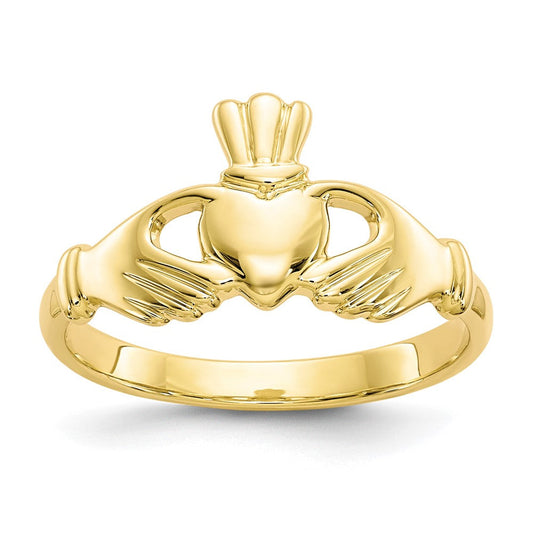 10k yellow gold polished claddagh ring 10c1346