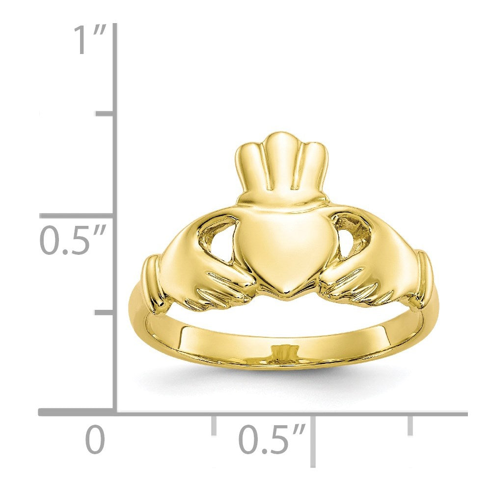 10k yellow gold polished claddagh ring 10c1347