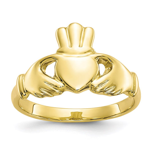 10k yellow gold polished claddagh ring 10c1347