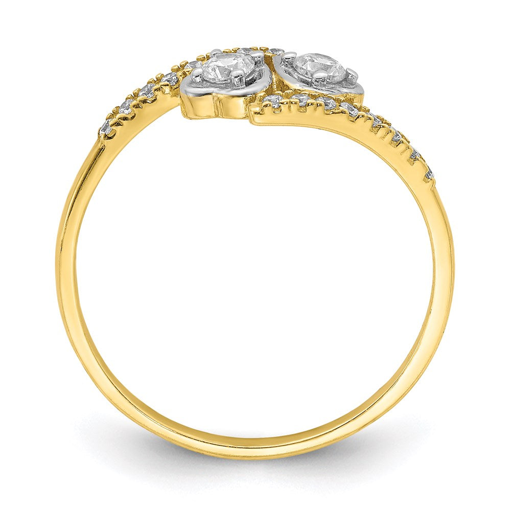 10k yellow gold cz fancy double heart ring 10c1377