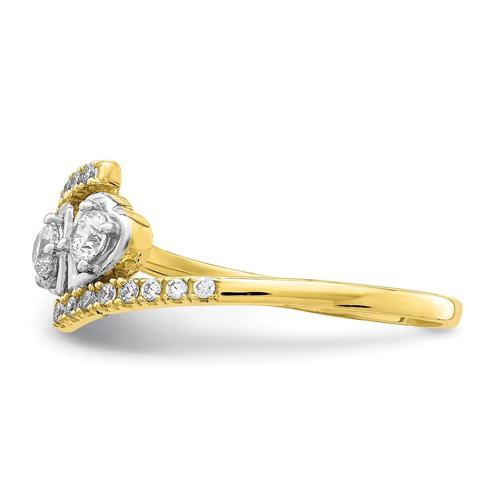 10k yellow gold cz fancy double heart ring 10c1377