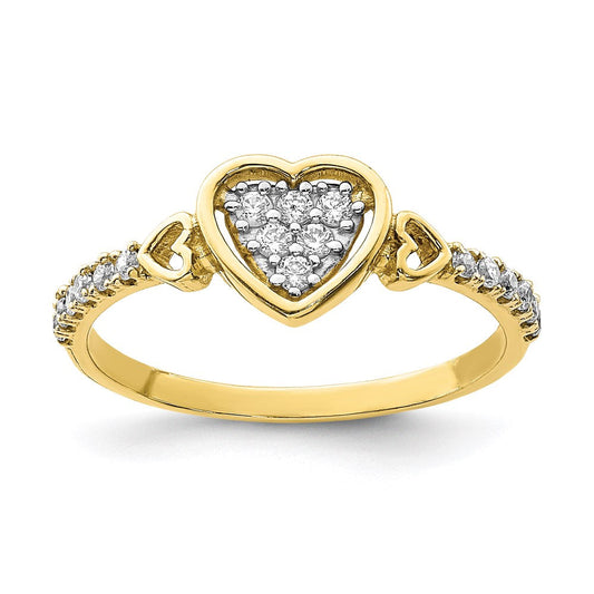 10k yellow gold cz fancy heart ring 10c1380