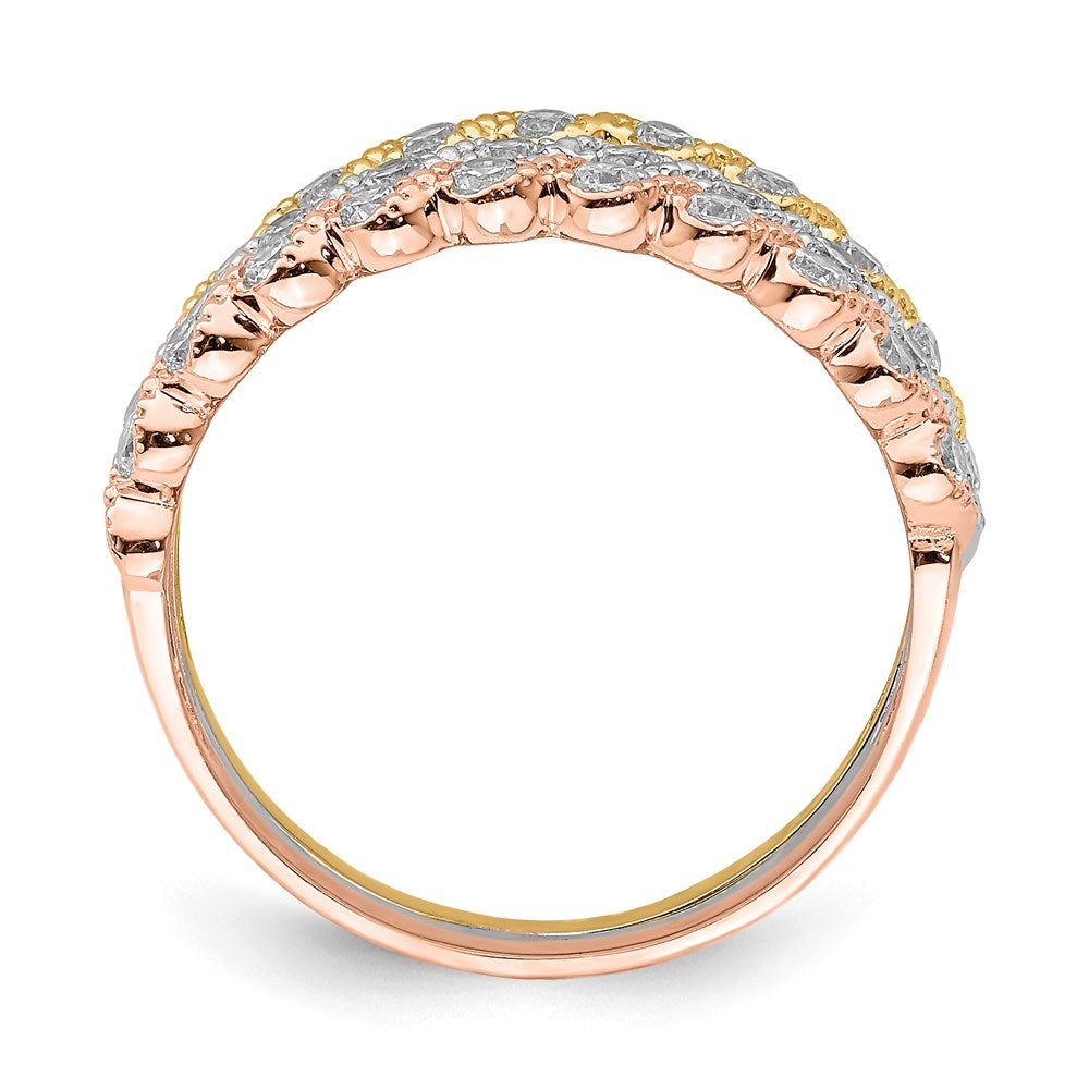 10k tri color gold set of three stackable cz rings 10c1384