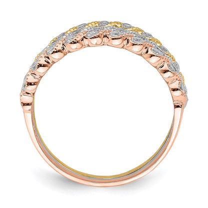 10k tri color gold set of three stackable cz rings 10c1384