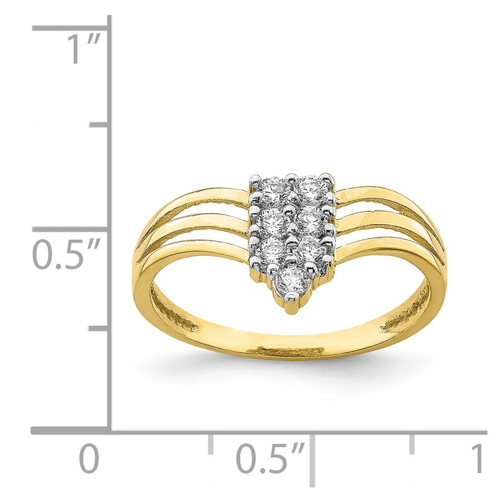10k yellow gold cz 3 line ring 10c1385