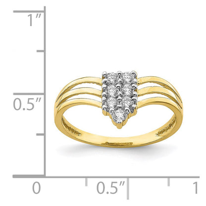 10k yellow gold cz 3 line ring 10c1385