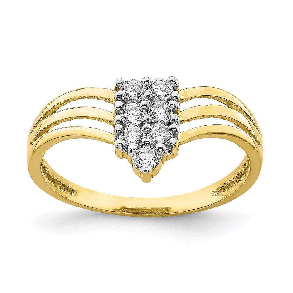 10k yellow gold cz 3 line ring 10c1385