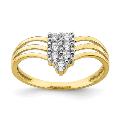 10k yellow gold cz 3 line ring 10c1385