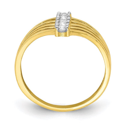 10k yellow gold cz 5 line ring 10c1386