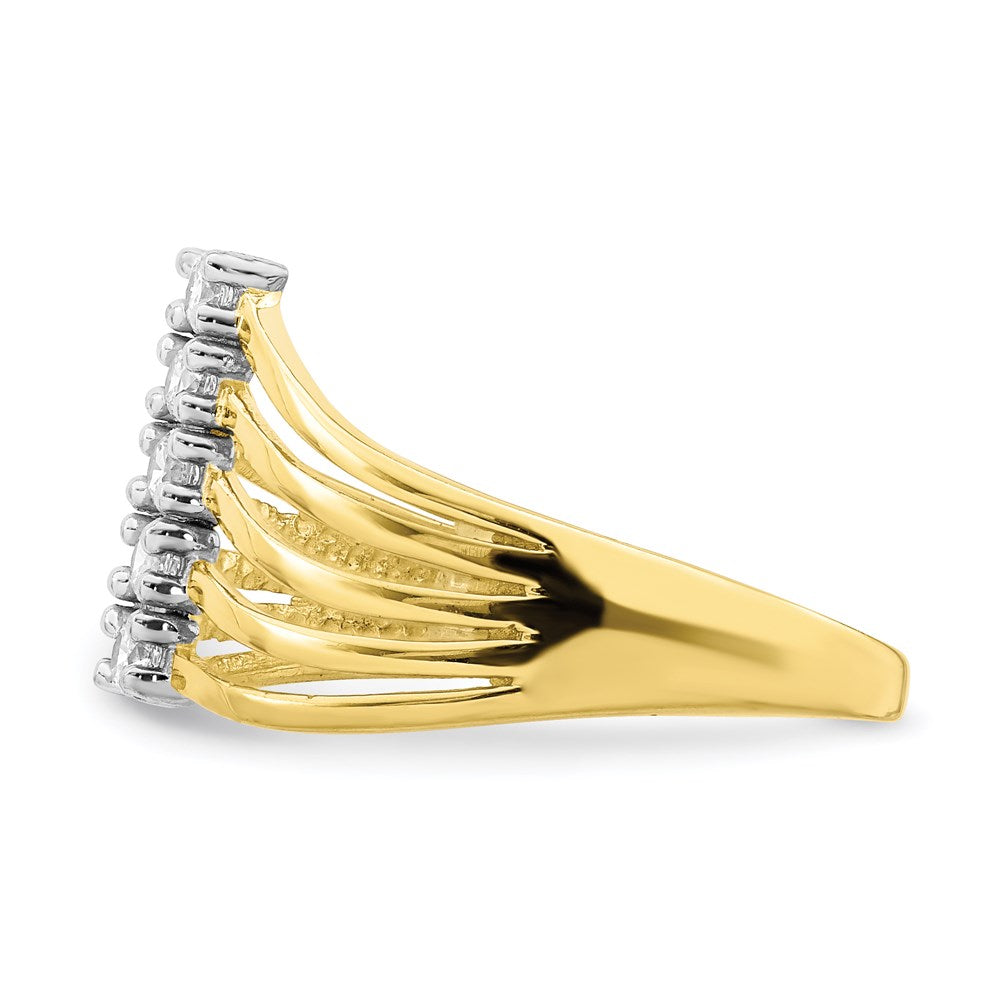 10k yellow gold cz 5 line ring 10c1386