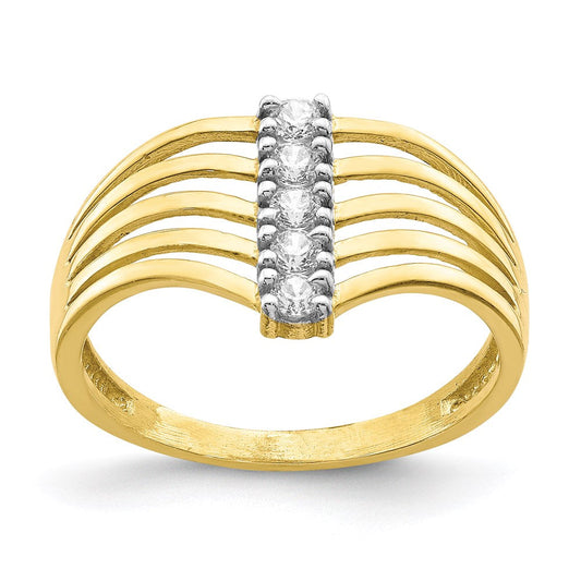 10k yellow gold cz 5 line ring 10c1386