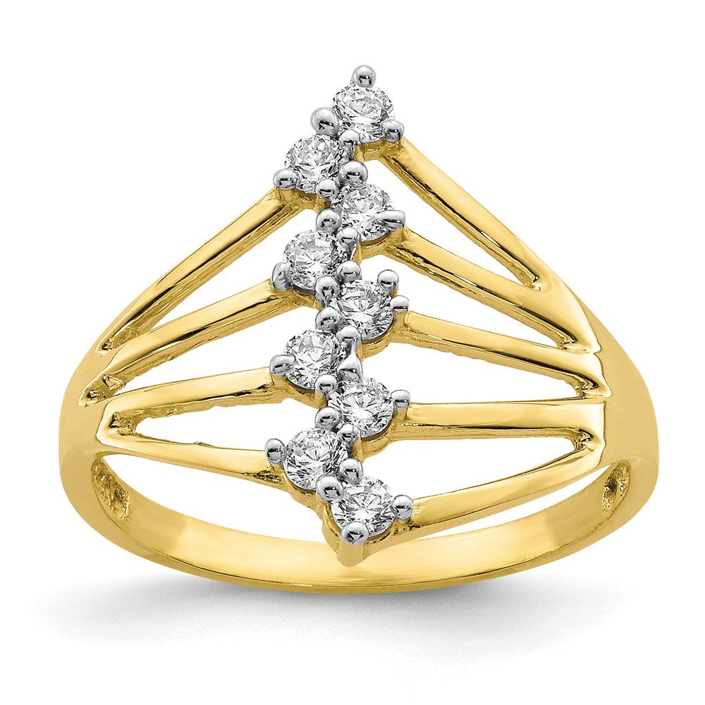 10k yellow gold cz 9 stone ring 10c1387