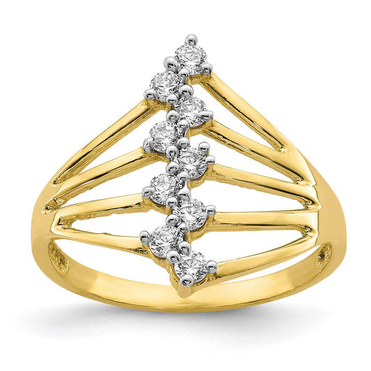 10k yellow gold cz 9 stone ring 10c1387