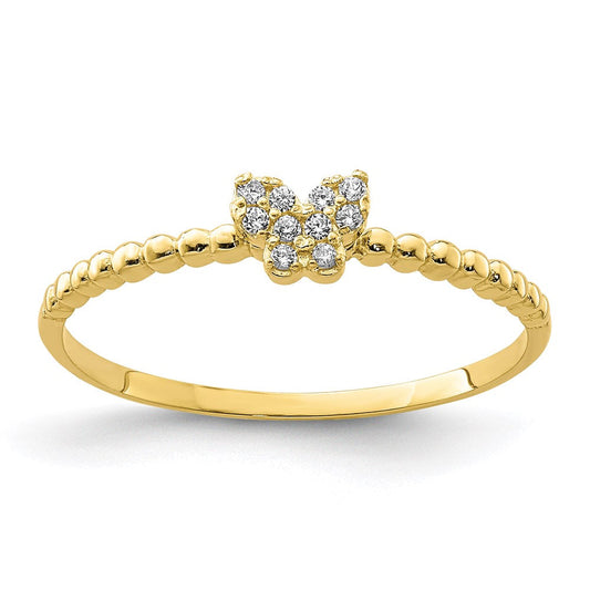 10k yellow gold butterfly cz ring 10c1398