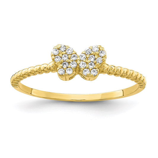 10k yellow gold butterfly cz ring 10c1403