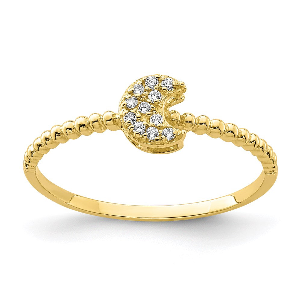 10k yellow gold moon cz ring 10c1404