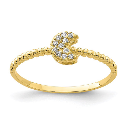 10k yellow gold moon cz ring 10c1404