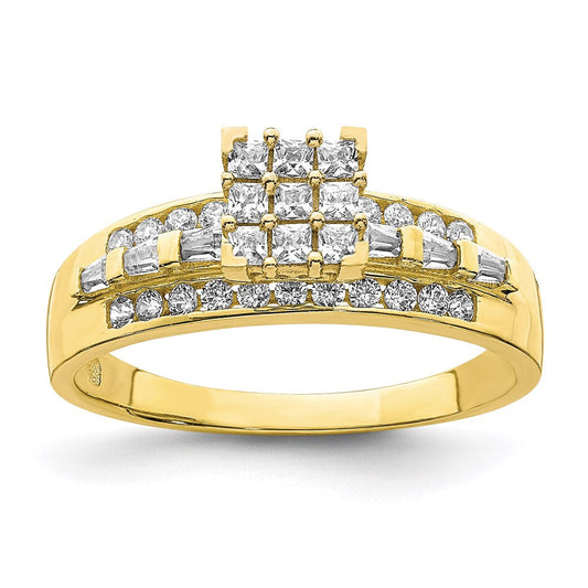10k yellow gold cz micropave solitarie ring 10c1411
