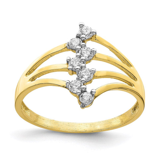 10k yellow gold cz 7 stone ring 10c1415