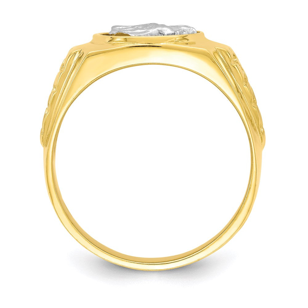 10k two tone gold eagle mens ring 10c1422