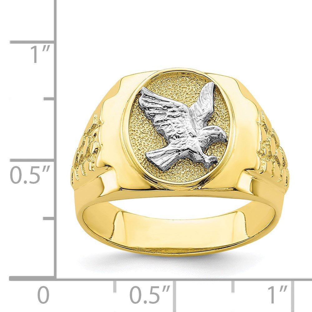 10k two tone gold eagle mens ring 10c1422