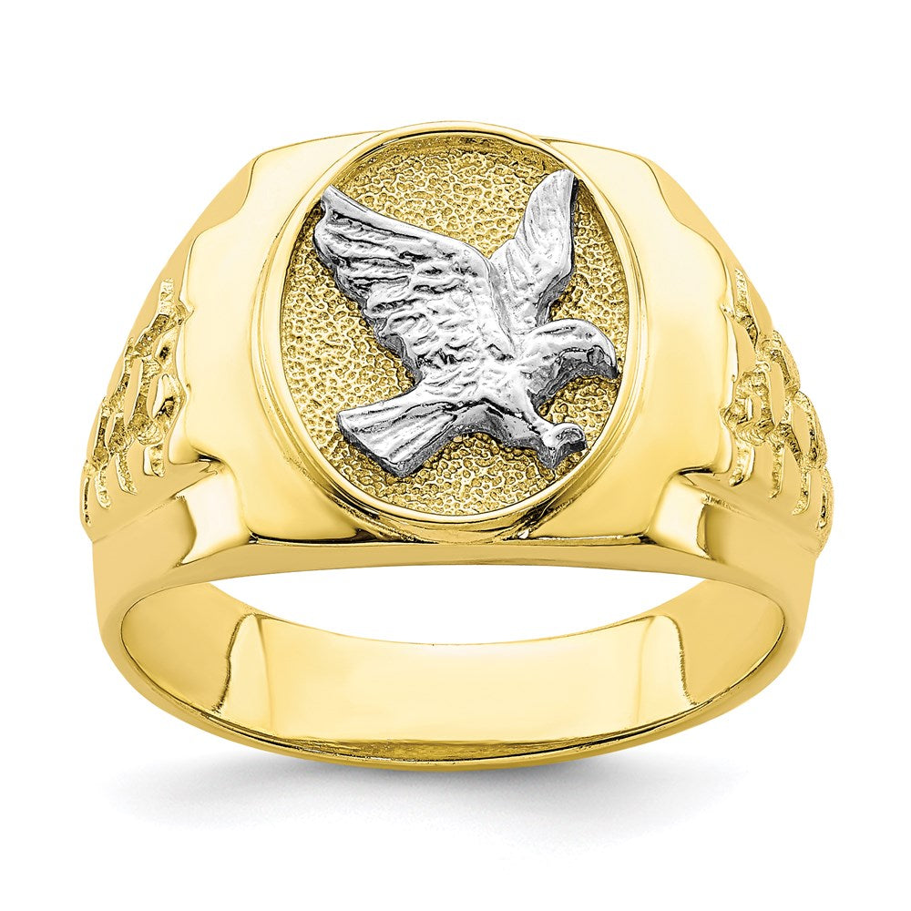 10k two tone gold eagle mens ring 10c1422