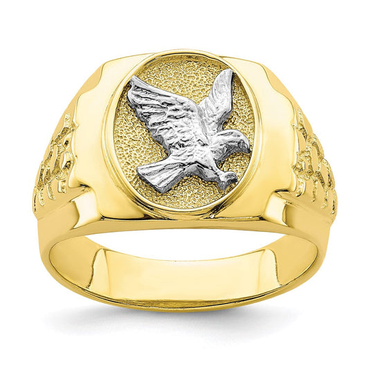10k two tone gold eagle mens ring 10c1422