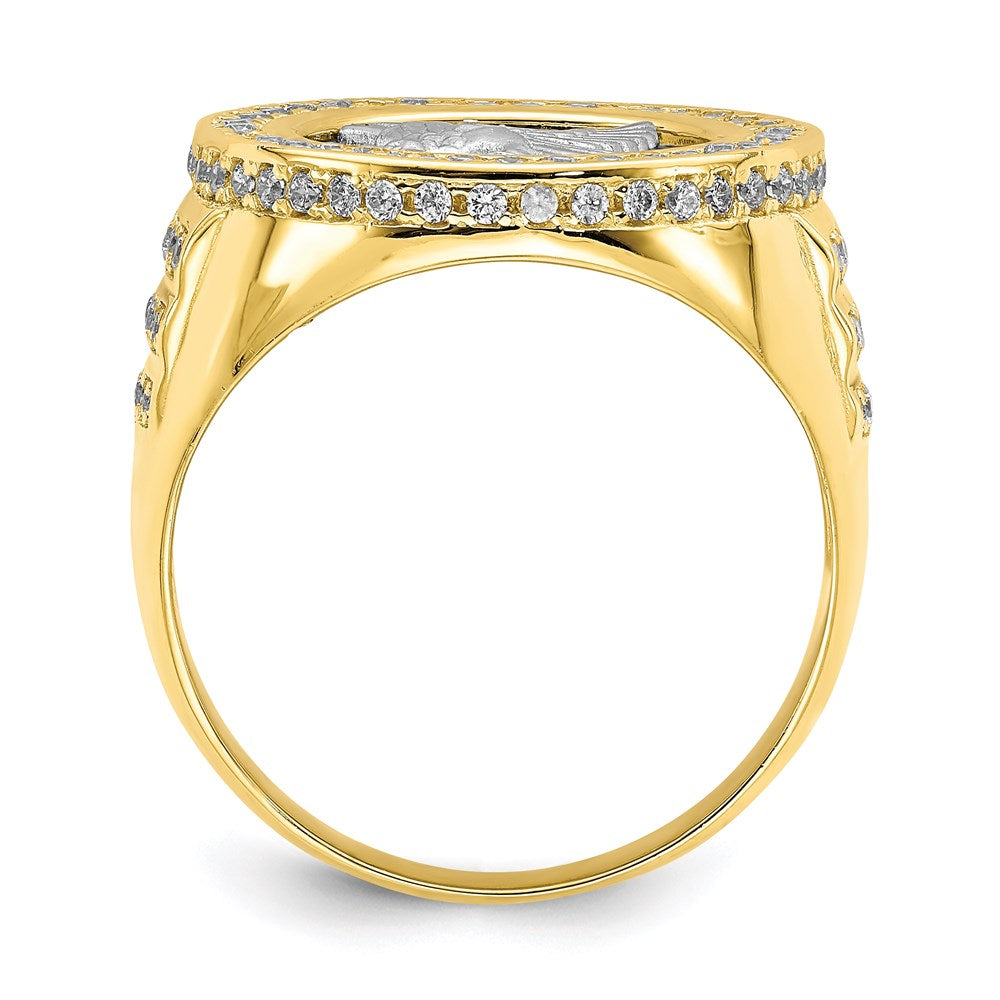 10k two tone gold cz micropave eagle mens ring 10c1424
