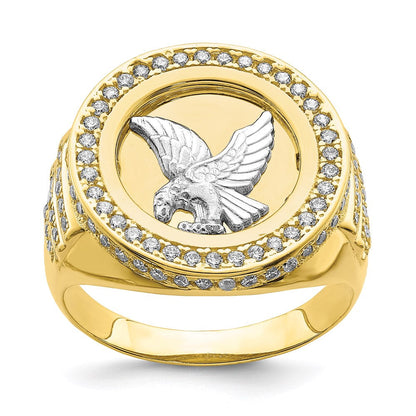 10k two tone gold cz micropave eagle mens ring 10c1424