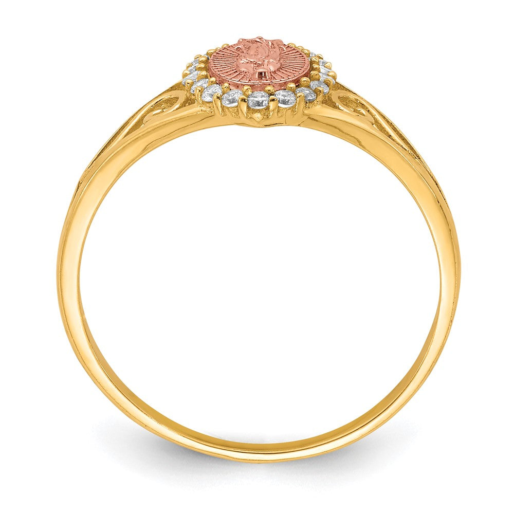 10k Two-tone Gold CZ Guadalupe Ring