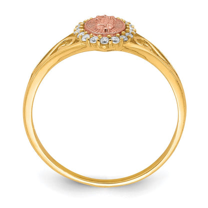 10k Two-tone Gold CZ Guadalupe Ring