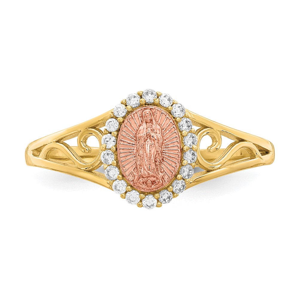 10k Two-tone Gold CZ Guadalupe Ring