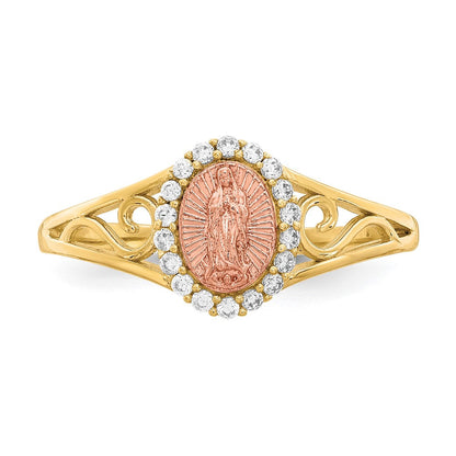 10k Two-tone Gold CZ Guadalupe Ring